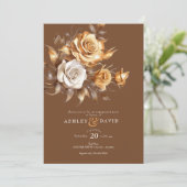 シックエレガントバラ |ロマンチックな婚約パーティ 招待状 (スタンド正面)