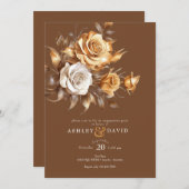 シックエレガントバラ |ロマンチックな婚約パーティ 招待状 (正面/裏面)