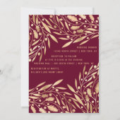 シックエレガントバーガンディ金ゴールドフローラの結婚葉 招待状 (裏面)