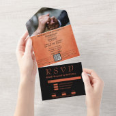 シックエレガントバーニングオレンジRSVPオールインワン結婚ズ オールインワン招待状 (貼ってはがせる)