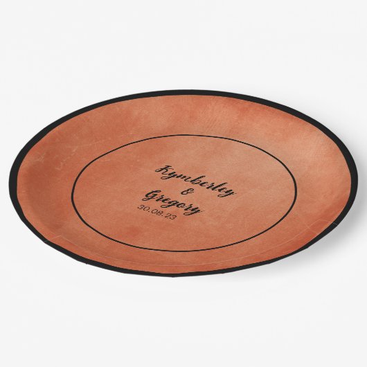 シックエレガントバーンオレンジブラック名 ペーパープレート (アングル)