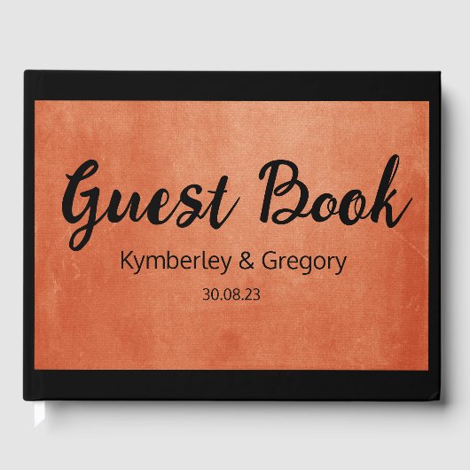 シックエレガントバーンオレンジ黒名日付 ゲストブック (正面)