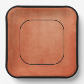 シックエレガントバーントオレンジブラック ペーパープレート (正面)