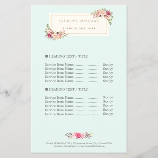 シックエレガントパステルウォーターカラーフローラ価格 チラシ (正面)