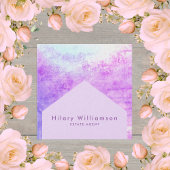 シックエレガントパステルパープル薄紫エステートエージェント スクエア名刺