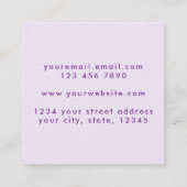 シックエレガントパステルパープル薄紫エステートエージェント スクエア名刺 (裏面)