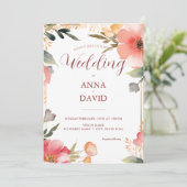 シックエレガントパステルフローラウォーターカラー結婚ズ 招待状 (スタンド正面)