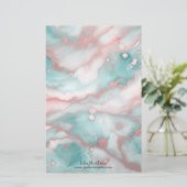 シックエレガントパステルマーブルマーブルとバラ金ゴールドアクセント 便箋 (スタンド正面)