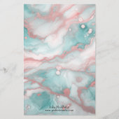 シックエレガントパステルマーブルマーブルとバラ金ゴールドアクセント 便箋 (正面)