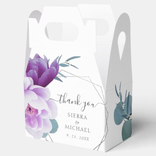 シックエレガントパープルとシルバーのフローラ結婚ズ フェイバーボックス (オープン)