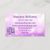 シックエレガントパープルアイズメイクアーティストqrコード 名刺 (裏面)