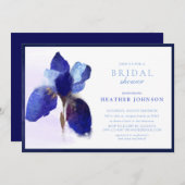 シックエレガントパープルアイリスフローラブライダルシャワー 招待状 (正面/裏面)