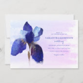 シックエレガントパープルグラデーションアイリスの水結婚色 招待状 (正面)