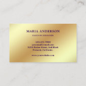 シックエレガントパープルゴールドフォイルシャイニーピーコック 名刺 (裏面)