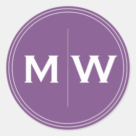 シックエレガントパープルサークルツモノグラムイニシャル ラウンドシール