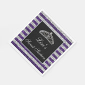 シックエレガントパープルシルバーグリッターティアラスウィート16 スタンダードランチョンナプキン (角)