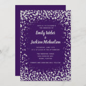 シックエレガントパープルシルバーダイヤモンドグリッターカジュアル 招待状 (正面/裏面)