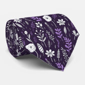 シックエレガントパープルフラワーフローラ ネクタイ (ロール)
