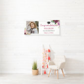 シックエレガントパープルフローラ写真卒業パーティー 横断幕 (インサイチュ)