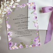 シックエレガントパープル結婚ズ アクリル招待状