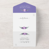 シックエレガントパープル&シルバーフローラ結婚ズ オールインワン招待状 (外側)