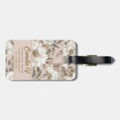 シックエレガントビッグカメリアフラワーピンク金ゴールドカスタム ラゲッジタグ (裏面横)