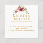 シックエレガントピガーリーンクフローラ金ゴールドフレームパーソナル スクエア名刺 (裏面)