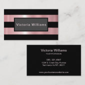 シックエレガントピンクとブラックのきらめく箔 名刺 (正面/裏面)