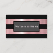 シックエレガントピンクとブラックのきらめく箔 名刺 (正面)