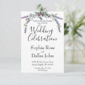 シックエレガントピンクのローズラベンダーユーカリ結婚ス 招待状 (スタンド正面)