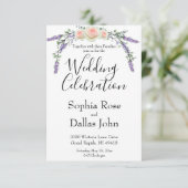 シックエレガントピンクのローズラベンダーユーカリ結婚ス 招待状 (スタンド正面)