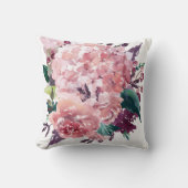 シックエレガントピンクウォーターカラーフローラ クッション (正面)