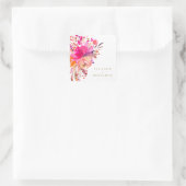 シックエレガントピンクウォーターフローラ結婚ズカスタム スクエアシール (バッグ)