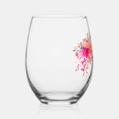 シックエレガントピンクウォーターフローラ結婚ズカスタム ステムなしワイングラス (右)