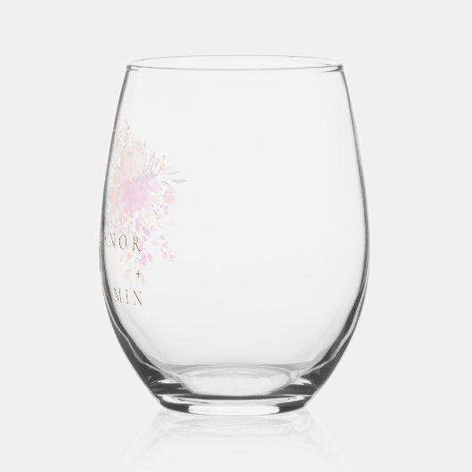 シックエレガントピンクウォーターフローラ結婚ズカスタム ステムなしワイングラス (左)