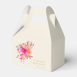 シックエレガントピンクウォーターフローラ結婚ズカスタム フェイバーボックス