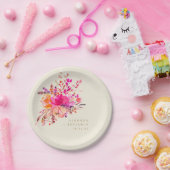 シックエレガントピンクウォーターフローラ結婚ズカスタム ペーパープレート (パーティー)