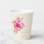 シックエレガントピンクウォーターフローラ結婚ズカスタム 紙コップ (正面)
