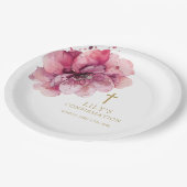 シックエレガントピンクウォーター色フローラ確認 ペーパープレート (アングル)