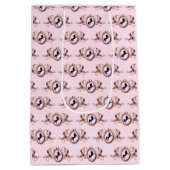 シックエレガントピンクエクエストランリボンクレスト名 ミディアムペーパーバッグ (裏面)