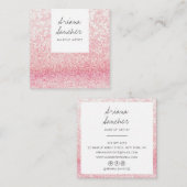 シックエレガントピンクグリッターグラムメイクアップアーティストホワイト スクエア名刺 (正面/裏面)