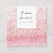 シックエレガントピンクグリッターグラムメイクアップアーティストホワイト スクエア名刺 (正面)