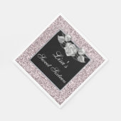 シックエレガントピンクグリッターシルバーバラスウィート16 スタンダードランチョンナプキン (角)