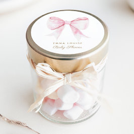 シックエレガントピンクコケット弓ベビーシャワーガール ラウンドシール