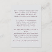 シックエレガントピンクコケット弓ベビーシャワー エンクロージャーカード (裏面)