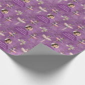 シックエレガントピンクパープルネーム文字フォトバレリーナ ラッピングペーパー (角)