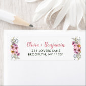 シックエレガントピンクパープルフローラ水色スクリプト ラベル (インサイチュ)