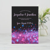 シックエレガントピンクパープルブラックグリッター結婚ズ 招待状 (スタンド正面)