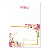 シックエレガントピンクフローラエスコー結婚ズプレイス テーブルナンバー (正面)