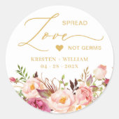 シックエレガントピンクフローラサニタイザ結婚式の引き出物 ラウンドシール (正面)